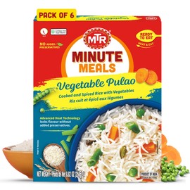 MTR Ready-To-Eat: Vegetable Pulao - Microwavable Rice Packs for Instant Meals - Delicious & Nutritious Rice Ready in Minutes - Suitable for Vegetarians with Natural Ingredients - (Pack of 6)