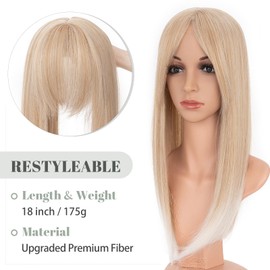 MY-LADY Hair Toppers for Women with Thinning Hair Loss 18 Inch Toppers Hair Pieces Straight Wiglets with Bangs 6"x6" Lace Base Clip in Synthethic Hairpieces Mixed Blonde