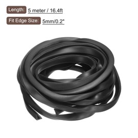 sourcing map sourcing map U Channel Edge Trim, 16.4ft Length Rubber Guard Seal Strip Edge Protector Flat Type Fit for 5mm Edge, (23/64" W x 7/16" H) Black