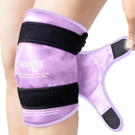 NEWGO Ice Pack for Knee Replacement Surgery, Reusable Gel Cold Pack Wrap Around Entire Knee Ice Pack Wrap for Injuries, Meniscus Tear, ACL, Swelling - Purple