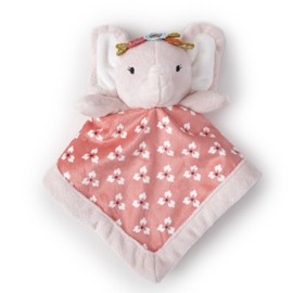 Levtex Home - Baby Elephant Security Blanket - Soft and Cuddly Lovey - Plush - Pink, White - Nursery Gift