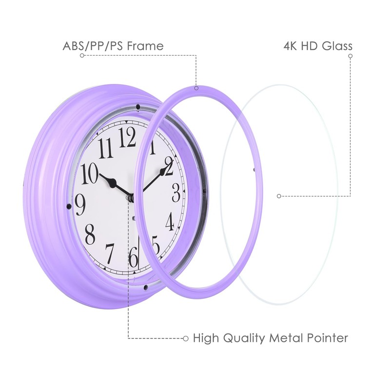 Topkey Silent Wall Clock Kitchen 9 Inch Retro Non-ticking Decorative