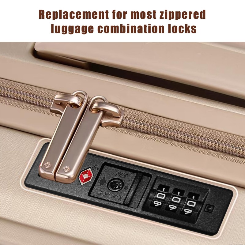 2 PCS TSA Certified Embedded T-S-A 007 Zipper Luggage Locks,