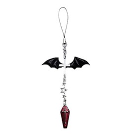 1Pc Black Winged Mobile Phone Chain Pendant,Decor,Goth Y2K Phone Charm Pendant, Kawaii-Key Chain for Bag,Cute Accessory Women Guitar Strap Lanyard Beaded Keychain Pendants,Accessories,Cell Phone Charms