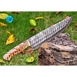 Damascus Custom HandMade Forged Damascus Steel Blade Chef Knife PineCone Handle 2795