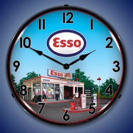 Esso Station Wall Clock, LED Lighted: Gas / Oil Theme