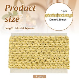 FINGERINSPIRE 11Yards/10m Gold Metallic Braid Trim by The Yard 10mm Wide Polyester Ripple Gimp Braid Trim Edge Woven Braid Trim Decor Braid Ribbon for Sewing Upholstery Curtain Clothes Decoration