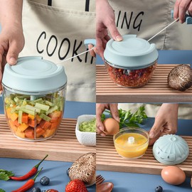 SAYIHEXIHE Garlic Chopper Mini Manual Hand Food Chopper for Kitchen Onion Dicer Crusher Garlic Mincer Blue 160ml
