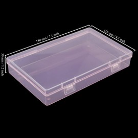 Goodma 4 Pieces Rectangular Plastic Boxes Empty Storage Organizer Containers with Hinged Lids for Small Items and Other Craft Projects (Pink, 7.1 x 4.3 x 1.2 inch)
