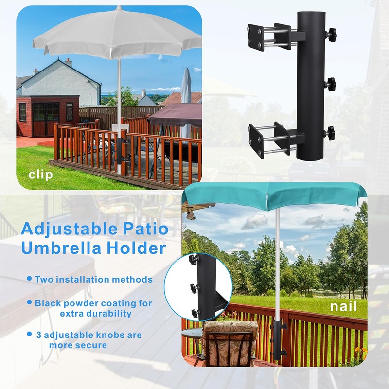 YZZHAJ Patio Umbrella Holder, Heavy Duty Adjustable Metal Sun Umbrella