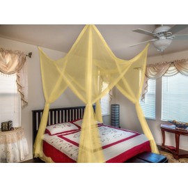 4 Post Bed Canopy Netting Functional Mosquito Net Full Queen King (Yellow)