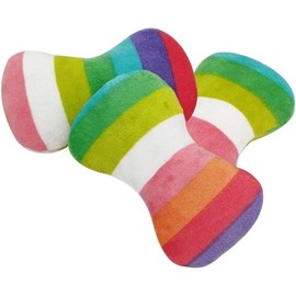 Jinshining 2 Pcs Colourful Dog Plush Vocal Toy Rainbow Dog Bone-Shape Chewing Toy Pet Supplies for Pet Playing Use Adorable Quality and Practical Attractive and Professional Dog Chew Toys，Dogs Toys