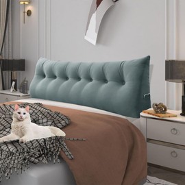 14 lbs Thickened Wedge Pillow Headboard Body Positioner Backrest Support Triangular Headboard Pillow for Sleeping with Side Pocket Velvet King