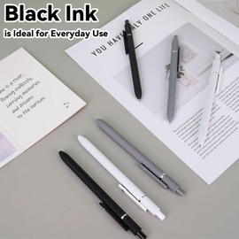 FIOVER Gel Pens,6Pcs Fine Point Smooth Writing Pens 0.5mm Black Gel Ink, High-End Series Ballpoint for Journaling Note Taking, Gifts for Women Men (6pcs-Black, Gray, White)
