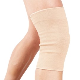 Actesso Knie-Stützstulpe Kniebandage - Elastische Kompression zur Schmerzlinderung während sportlicher Aktivitäten und nach Verletzungen - zur Benutzung beim Sport (Beige, M (1er Pack))