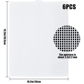 Pack of 6 Plastic Canvas Sheets, Plastic Mesh Canvas Sheets, Perforated Plate, Plastic Grid for Embroidery, DIY Bag Bookmark Coasters