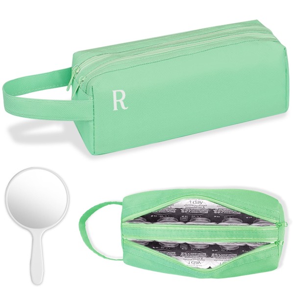 OBUSATT Daily Contact Lens Organizer with Hand Mirror Portable Storage