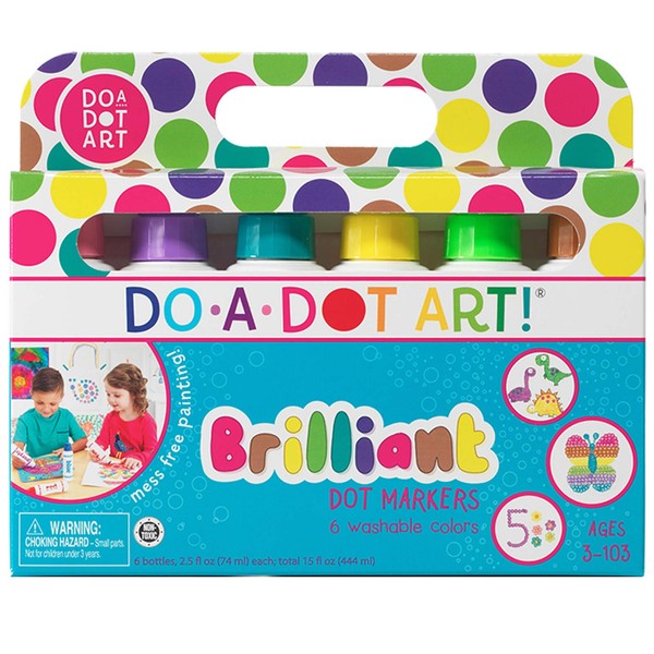 Do A Dot Art! Brilliant Colors 6 Pack Washable Paint Dot Markers Daubers for Children, The Original Dot Art Marker