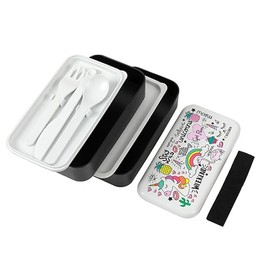I-TOTAL® - Lunch Box with Two Tier Bento Box with Cutlery with UNICORN Valve