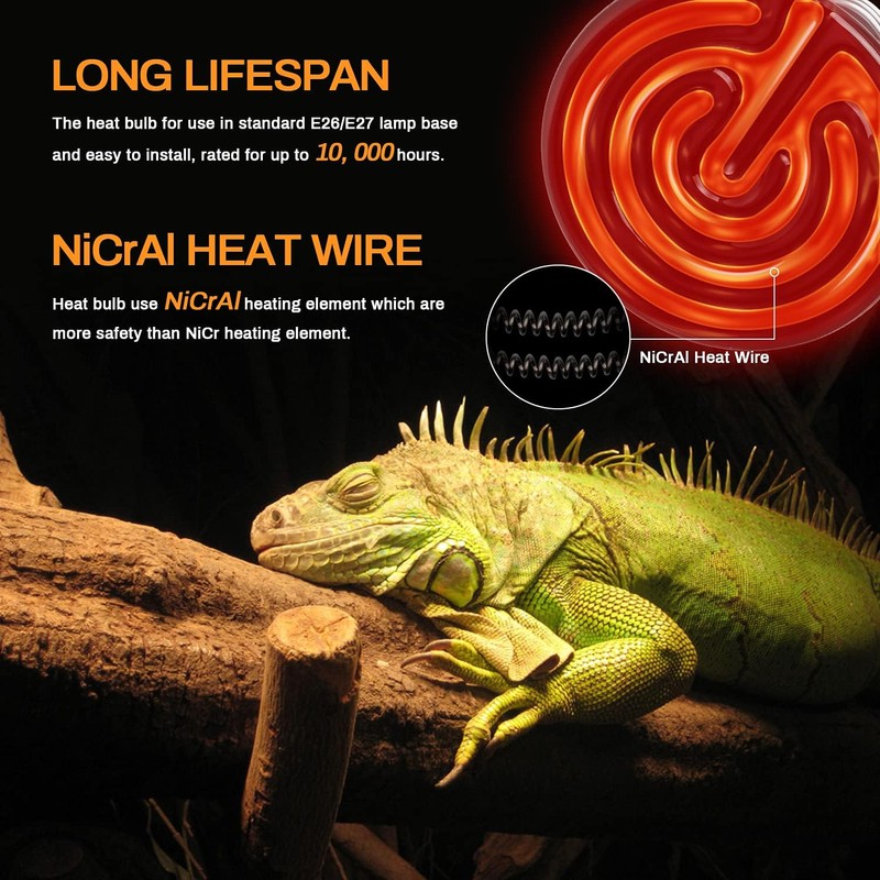 Simple Deluxe 150W Ceramic Heat Emitter Reptile Heat Lamp with