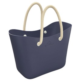 SUN NINJA Rubber Tote Bag - Plastic Rubber Beach Bag XL - Extra Large Rubber Bog Bags and Totes - Waterproof and Sandproof EVA Tote Bag for Boat or Swim - Washable - Navy Blue