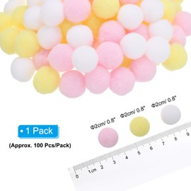 PATIKIL 0.8 in Pom Poms for Crafts, 100Pcs Fuzzy Pastel Pom Pom Balls for Art Supplies DIY Creative Craft Material Handicraft Decorations, Light Pink, Yellow, White