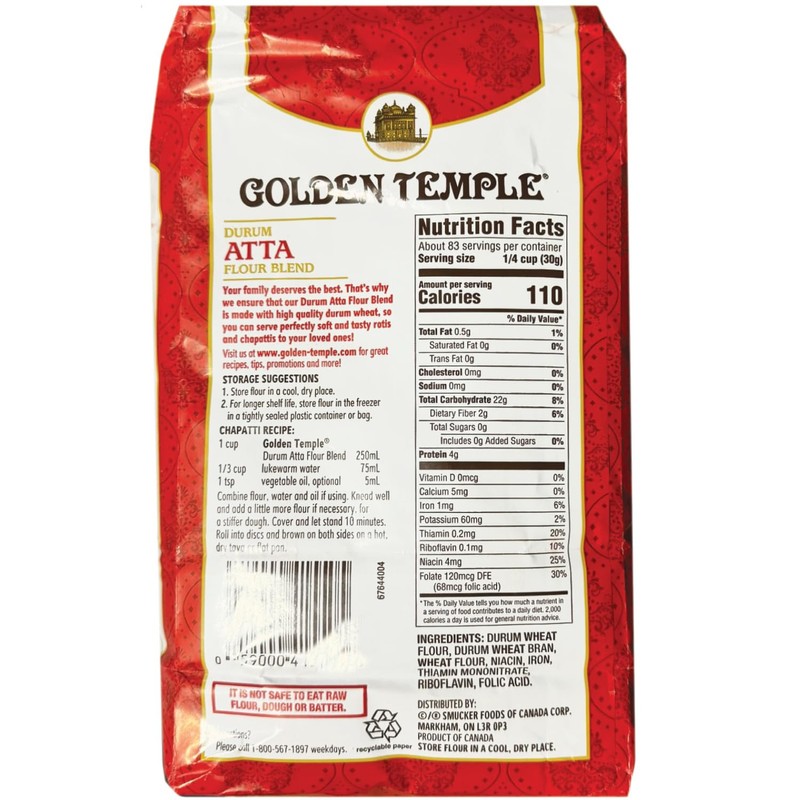 Golden Temple - Durum Atta Flour, 5.5 Pound (2.5 kg)