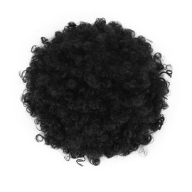 LEOSA High Puff Afro Ponytail Drawstring Short Afro Kinky Curly Pony Tail Clip in on Synthetic Curly Hair Bun Made of Kanekalon Fiber Puff Ponytail Wrap Updo Hair Extensions with Clips (Black)