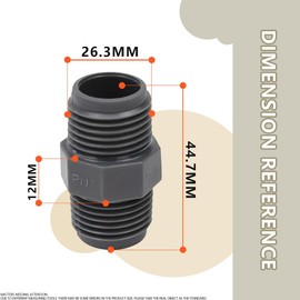 Bwintech 10 Pcs Grey 3/4" BSP Thread PVC Male to Male Hex Nipple Connector,Suitable for Farmland Irrigation, Green Plant Cultivation and Water Pipe Connection