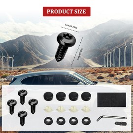 Tecledsn 4 Set Anti Theft License Plate Screws Kits, Rustproof Stainless Steel Car Plate Mounting Hardware, M6 (1/4") Tamper Proof Screws Universal for Front Rear Frame Holder Mounting (Black)