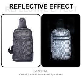 Full Reflective Waist Bag, Multifunctional Crossbody Sling Bag,Cycling Bag with Shoulder Strap, Black, Medium, Fashion