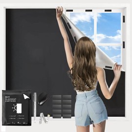 DAILIENFUS Window Blackout with Micro Suction Cup - 300 x 145 cm Blackout Fabric Blackout Roller Blind, No Drilling, Portable Sun Protection for Travel, Bedroom, Easy to Install, Reusable