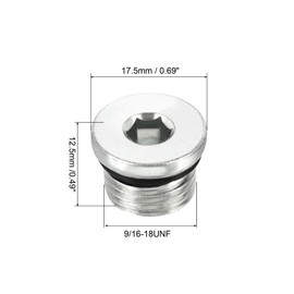 PATIKIL 9/16-18UNF Internal Hex Head Pipe Fitting Plug, 2 Pack Male Thread 45# Steel Socket Plug with Sealing Ring for Terminate Pipe Ends