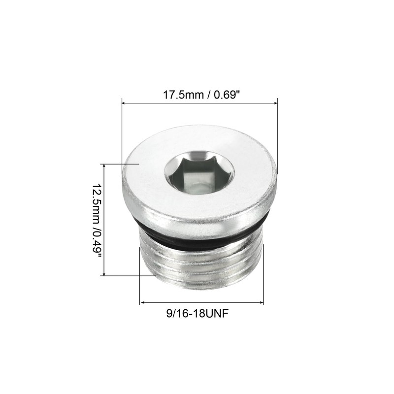 PATIKIL 9/16-18UNF Internal Hex Head Pipe Fitting Plug, 2 Pack