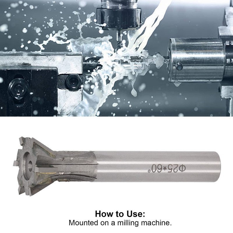 Dovetail Cutter, 60 Degree 6 Flutes Cemented Carbide 25mm Milling