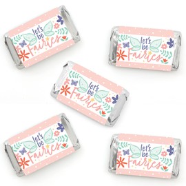 Big Dot of Happiness Let’s Be Fairies - Mini Candy Bar Wrapper Stickers - Fairy Garden Birthday Party Small Favors - 40 Count
