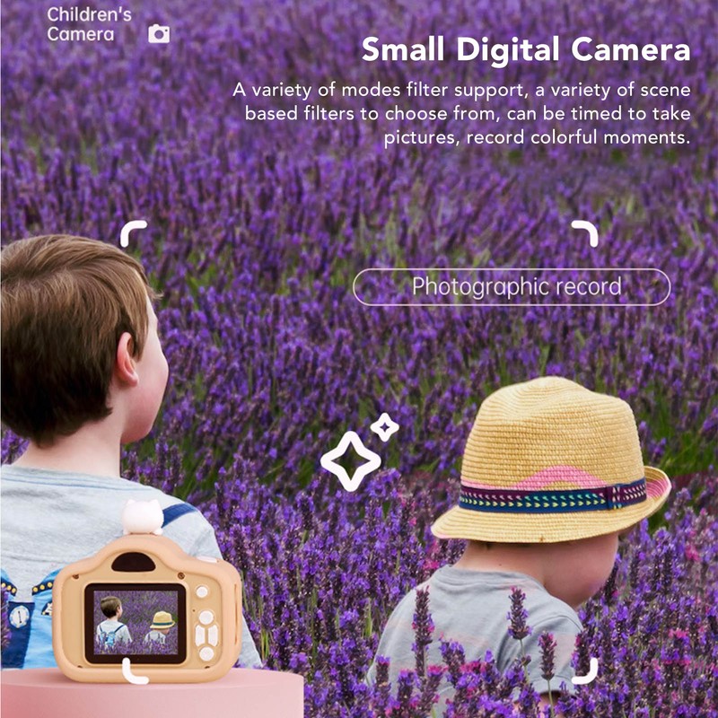 Kids Digital Camera Khaki 40MP HD Dual Camera Children's Cartoon
