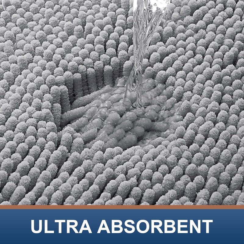 Homaxy rutschfeste Badematte Chenille Badezimmerteppich Mikrofaser Badteppich Saugfähige Hochflor Badvorleger