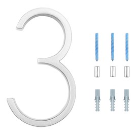 LUTER 5 Inch Silver House Address Numbers - Floating Street Numbers for Mailbox and Door (3)