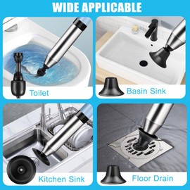 Electric Toilet Plunger High Pressure Drain Unclogger - Heavy Duty Clog Remover Tool Plungers for Bathroom Toilets, Bathtubs, Floor Drains and Clogged Pipes, Versatile Home Toilet Clog Remover