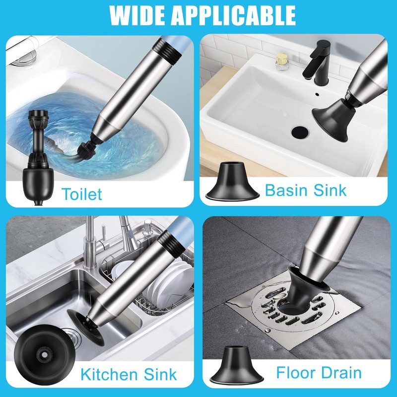Electric Toilet Plunger High Pressure Drain Unclogger - Heavy Duty