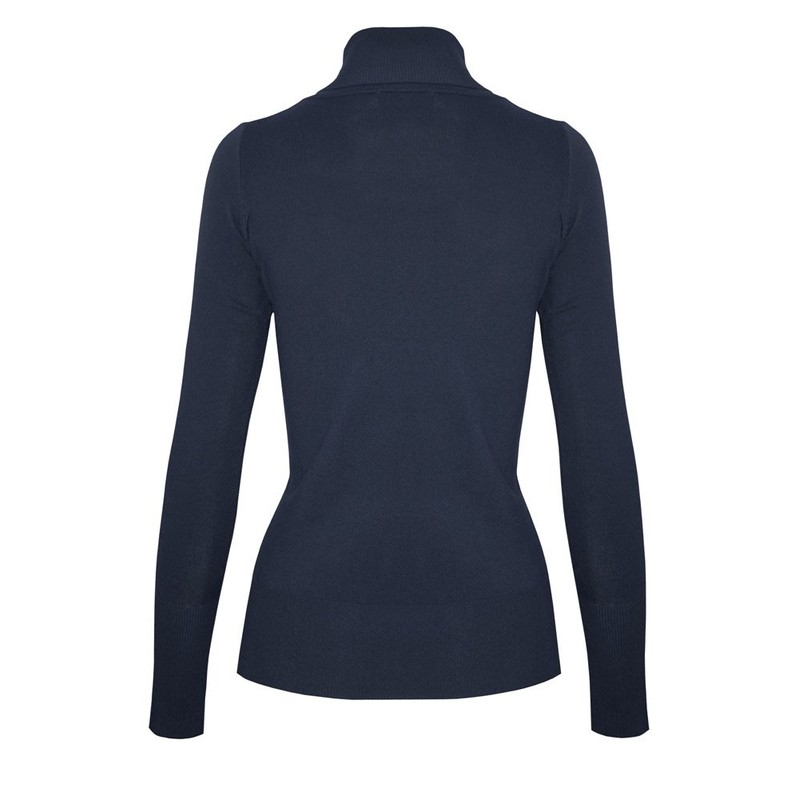 Cielo Women's Solid Basic Stretch Turtleneck Pullover Knit Sweater Navy