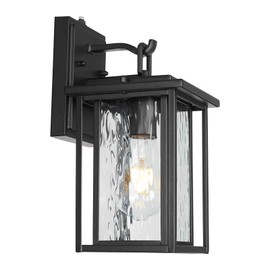 JYZ Dusk to Dawn Outdoor Wall Sconce, 12 Inch Exterior Wall Mount Lantern with Aluminum Frame, Weatherproof Black Porch Light Fixture for Front Door, Garage, Patio, Backyard, Garden JYOWL05