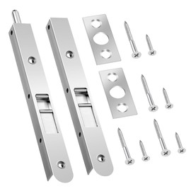 Ceoighe 2 Pack 7 Inch Flush Bolt for Double Door, Heavy Duty Chrome Plating Flush Latch Bolts, French Lock for Opening and Composite Wood Double Dummy Door (Chrome Plating Color)
