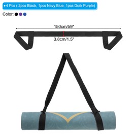 PATIKIL Yoga Mat Strap, 4 Pack Adjustable Yoga Mat Carrier Straps Sling Cotton Anti Slip Mat Holder Stretching Band for Exercise, Black/Navy Blue/Drak Purple