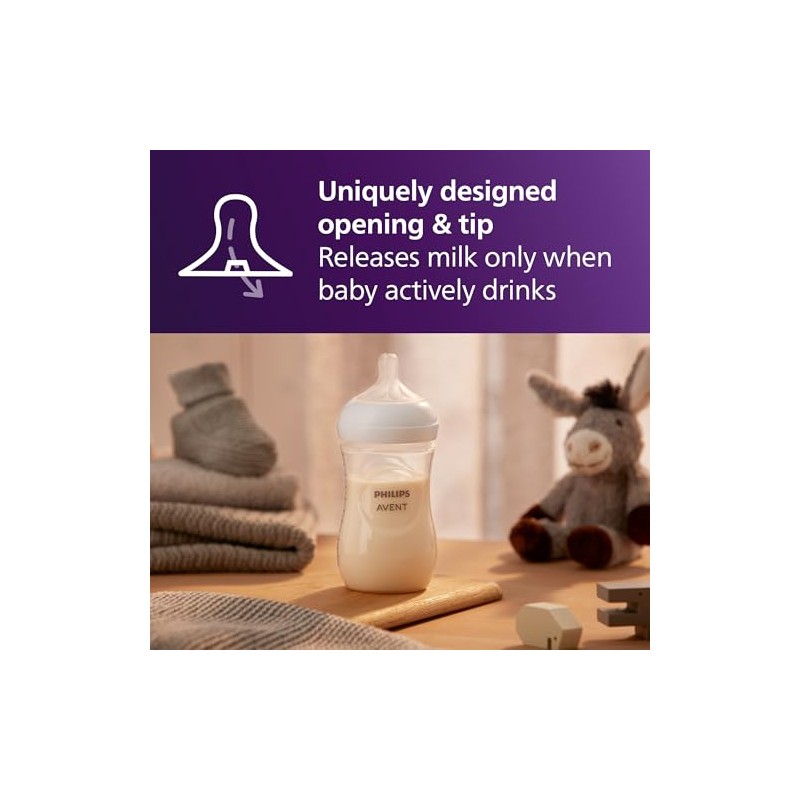 Philips Avent Biberón Natural Response con válvula anticólicos│9oz/260 ml│Flujo 3