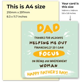 Fathers Day Card Funny Happy Father's Day Cards For Dad From Adult Daughter Independant Woman Joke Gag