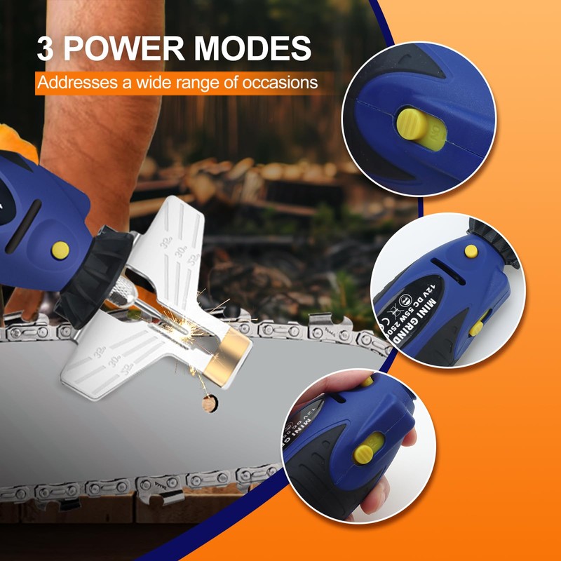 Electric chainsaw sharpener,Chainsaw chain sharpener12V,DC 55W 25000PRM,With 5 alloy grinding