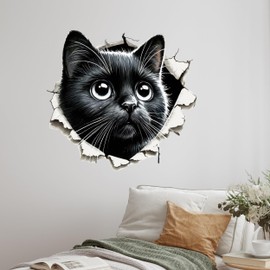 GRAZDesign Wall Tattoo Cat 3D Effect Wall Sticker for Living Room Cat Motif for Wall Decoration, Easy to Apply Gift for Animal Lovers - 32 x 30 cm