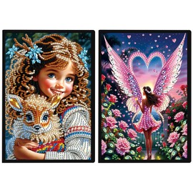 JISHSHAY 2 Pcs Diamond Painting Notebook Kits Diamond Art Notebooks Kits for Adults Crystal Art Journal Diamond Art Shaped Notebook Diamond Art Journals Gem Art for Adults Leather Journal A5 Elf